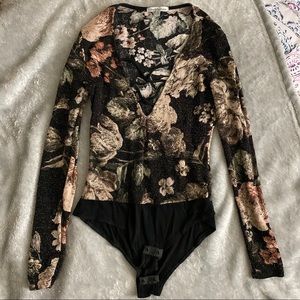 Black floral bodysuit